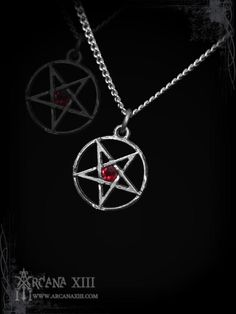 This inverted pentagram necklace is an handmade pewter sculpture with a real gem of your choice.This inverted pentagram pendant is sold with a free 18'' stainless steel chain, if you would like to have a different length for the chain, you can write the desired length in the private note section when ordering :)This is a pentagram of 2cm diameterThis Inverted pentagram is a pewter sculpture of my own creation, i create and work the metal by myself at home. The material used is the finest and hig Inverted Pentagram, Pentagram Design, Pentagram Necklace, Pentagram Pendant, Red Stone, Steel Chain, Stainless Steel Chain, Pendant Necklaces, Jewelry Necklace Pendant