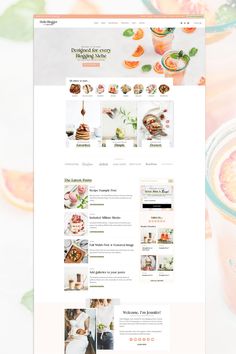 an image of a website page with oranges and other food items in the background