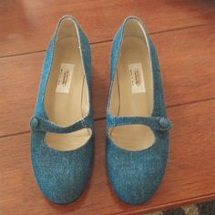 Nwot. Italian Made Denim Flat. Approx 1" Heel. Denim Flats, Wool Sweaters, Mary Janes, Color Blue, Matter, Size 6, Women Shoes, Polyvore, Heels