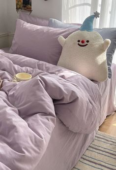 Pastel Bedding Set Purple / Small Flat Pastel Purple Room Ideas, Pastel Purple Room, Purple And Blue Room, Teenage Beds, Pink Bed Sheets, Lavender Bedding, Pastel Bedding, Purple Room, Stylish Bedding