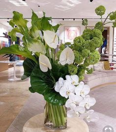 a vase filled with white flowers on top of a table