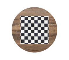 a black and white checkerboard pattern on wood