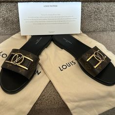 Louis Vuitton Brand New Flat Mules, Perfect Shoe, Never Worn. Louis Vuitton Flats, Shoes Louis Vuitton, New Flat, Lv Shoes, Sneaker Slippers, Flat Mules, Louis Vuitton Shoes, Perfect Shoes, Shoe Collection