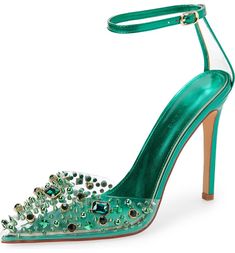 Emerald Green Dress Accessories, Green Dress Accessories, Emerald Green Heels, Wang Heels, Gold High Heels, Azalea Wang, Stiletto Sandals, Hot Shoes