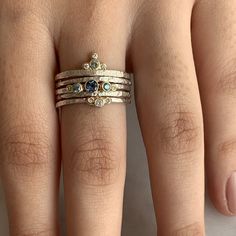 A trio of diamonds surround a petite Chrome Beryl in this handtextured mixed metal stacking band. Each mixed metal ring is handmade with love in our Hudson Valley studio. Please allow for slight variations in stone size, color and shape. Allow 14-21 business days to ship. ACCOMPANYING BANDS SOLD SEPARATELY. Gemstone Charm Stacker Ring Mejuri, Ring Redesign, Bands Bracelets, Halo Band, Birthstone Stacking Rings, Sea Change, Gem Silica, Bands Rings, Rings Stacking