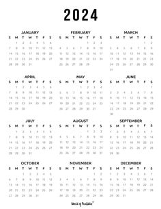 a black and white calendar with the month numbers in each one, on a white background