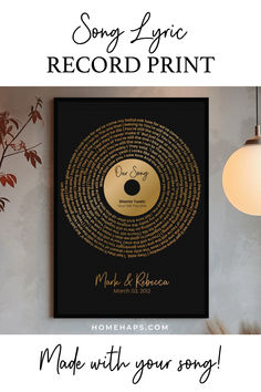 a poster with the words song music record print on it