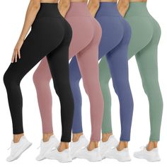 PRICES MAY VARY. 【WORTH THE COST】- You can get 4 pairs of leggings for women all in one. Each legging with high quality only needs less than $7. Rich color collocation for womens' leggings underlines women's youth and vitality. We know this workout legging will become a new favorite of yours. 【HIGH WAISTED DESIGN】- 5.3 inches wide compression waistband for excellent coverage. And tight fit accentuates your natural curves which make you look more awesome, slim and great. Enjoy the feeling that ou Color Leggings Outfit, Outfit Inspo With Leggings, Preppy Leggings, Workout Clothes Women, Best Workout Leggings, Cute Workout Clothes, Dream Christmas, Colored Leggings, Workout Pants Women