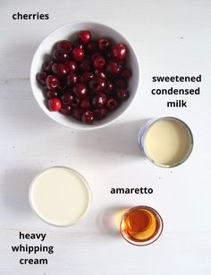 cranberries, milk, and other ingredients are shown