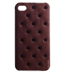 an iphone case with chocolate ice cream on the front and back cover in dark brown