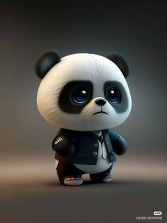 a small panda bear dressed in a suit and tie