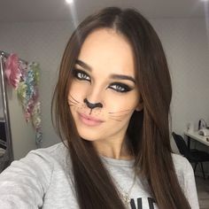 Cat Costume Makeup For Women, Wolf Makeup Women Easy, Easy Wolf Makeup, Easy Cat Costume For Women, Simple Cat Makeup Halloween, Cute Cat Makeup For Halloween, Cat Make Up For Halloween, Cat Makeup Halloween Pretty, Cat Makeup For Kids