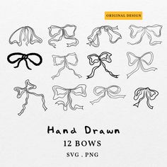 hand drawn bows svg clipart set for use in design projects and scrapbooks