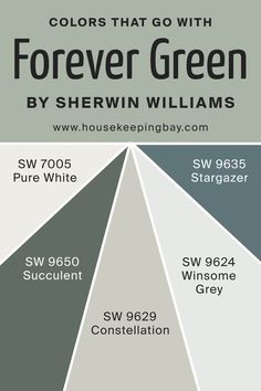 Colors That Go With Forever Green SW 9653 Colors That Go With Sw Succulent, Succulent Paint Colors Sherwin Williams, Sw Succulent Paint Color, Sherwin Williams Succulent Green, Sw Succulent, Sw 7005 Pure White, Blue Charm, Sea Spray