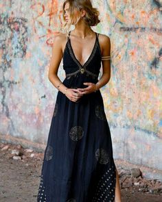 Stile Hippie Chic, Boho Formal, Looks Hippie, Look Hippie Chic, Dresses Casual Boho, Black Bohemian, Look Boho Chic, Boho Chique