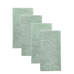 four pieces of green cloth on a white background