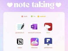 the note taking app is displayed on an iphone's screen, with icons in different colors