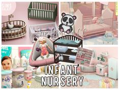 there are pictures of baby nursery furniture and toys in this video game, including cribs