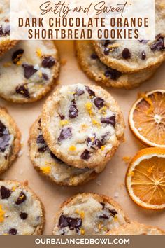 orange and chocolate shortbread cookies with text overlay