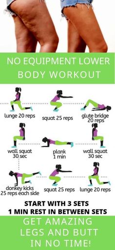 a woman's legs and thighs are shown with the words no equipment lower body workout