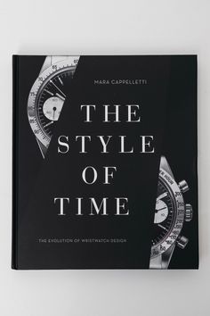 the style of time book cover with black and white photograph of watch on it's face