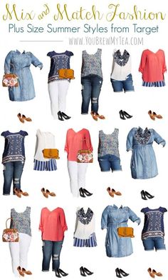 Don't miss our great list of Affordable Plus Size Fashions For Spring!  Great styles to mix and match that flatter and are budget friendly! Different Types Of Clothes, Types Of Clothes, Plus Size Summer Fashion, Plus Size Summer Outfits, Look Plus Size, Summer Styles