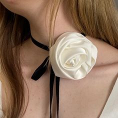 White Flower Choker. Silk Rose Choker. Bohemian Necklace. - Etsy Elegant Rose Choker For Party, Elegant Rose Colored Party Choker, Adjustable Rose Choker For Parties, Rose Design Choker Necklace, Adjustable Rose Choker Necklace, Elegant Adjustable Rose Design Choker, Elegant Rose Design Choker, White Flower Choker, Edgy Bridal