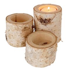 PRICES MAY VARY. These wooden candle holders create the perfect for your wedding, party, or you can use them in your home as a decor. Ideal table decoration for date dinner You can put tea lights in them and they worked perfectly for that. Wood candle holders are perfect for little arrangements or to put on a buffet. Also could turn them over and use them as a Stand. Diameter:approximately 6cm, assorted height: from approximately 4 cm 6cm to 8cm. This listing is for 3 birch bark candle holders,