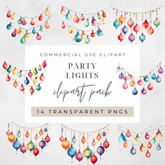 commercial use clipart party lights display pack