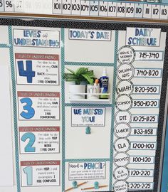 a bulletin board with numbers and symbols for students to use in their classroom or home