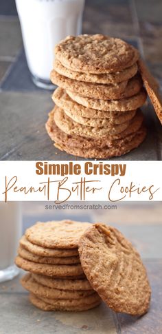 eggless peanut butter cookies stacked on top of each other