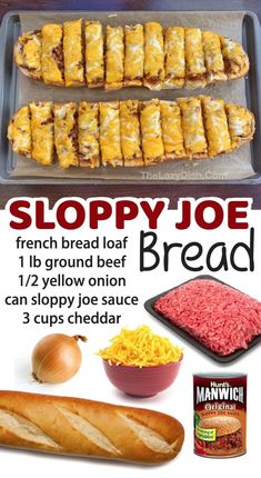 an advertisement for sloppy joe bread with instructions on how to make it