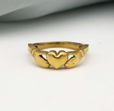 Solid Gold Brass Celtic Claddagh Ring, Claddagh Promise Ring, Petite Dainty Heart Claddagh Ring, Vintage Irish Celtic Claddagh Ring ❥ Customers satisfaction is our biggest priority, please contact us with any questions/queries for future or existing orders, and we will do our best to make sure you are happy with your order. ❥Please make sure to add the correct address during check out. You can return your purchased item within 15 days after successful delivery. We offer a 100% "Money Back Guaran Celtic Claddagh Ring, Irish Ring Claddagh, Friendship Ring, Irish Claddagh, Claddagh Ring, Friendship Rings, Zierlicher Ring, Claddagh Rings, Irish Celtic