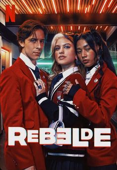 a movie poster for the release of reboote with three young people in school uniforms