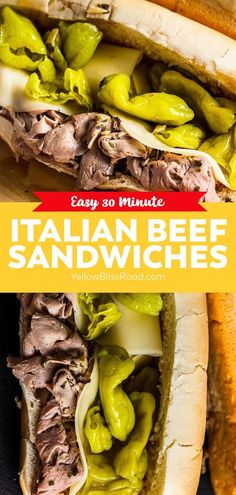 an italian beef sandwich with jalapenos and cheese on it is shown in this image