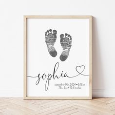 Baby Name Art | Baby Footprint Keepsake | Ollie + Hank Newborn Creative Ideas, Newborn Arts And Crafts, Baby Prints Ideas, Baby Footprint Art Ideas, Baby Hand And Foot Prints Crafts, Newborn Keepsake Ideas, Baby Foot Print Art, Newborn Footprint Art, Baby Hand Prints