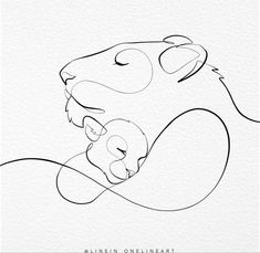 a drawing of two lions hugging each other