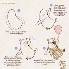 instructions for how to draw a teddy bear