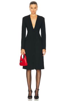 Self: 93% virgin wool 4% elastane 3% polyamide, Lining: 60% viscose 40% polyester, Lining: 100% cotton.  Made in Italy.  Dry clean only.  .  .  .  .  .  .  .  .  .  .  .  .  . Long Sleeve Elastane Midi Dress For Cocktail, Fitted Midi Dress With Structured Shoulders And Long Sleeves, Fitted Blazer Dress With Structured Shoulders And Long Sleeves, Fitted Long Sleeve Midi Dress With Structured Shoulders, Elastane Midi Dress For Work, Chic Fitted Blazer Dress With Structured Shoulders, Fitted Long Sleeve Blazer Dress With Structured Shoulders, Midi Length Elastane Mini Dress For Work, Workwear Midi Mini Dress In Elastane