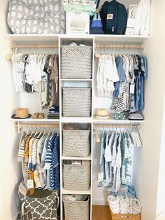 baby room decor, nursery room decor, nursery closet organization, baby room closet, baby room wallpaper, kids room ideas Diy Nursery Closet, Room Murals, Elegant Nursery, Baby Closet Organization, Baby Nursery Organization, Baby Boy Nursery Themes