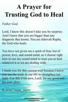 a prayer for trusting god to heal with the ocean and sky in the background