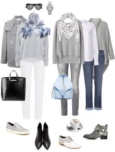 Ensemble: Casual Light Grey and White Grey Jeans Outfit, Ivory Jeans, Over 60 Fashion, Casual Chique, Clothes And Shoes, 60 Fashion, Wardrobe Outfits, Grey Outfit