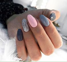 Pink Grey Nails, Pink Gel Nails, Pink Gel, Pointed Nails, Gray Nails, Pink Nail, Dipped Nails, Gorgeous Nails