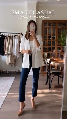 The Relaxed Double Breasted Long … curated on LTK Smart Casual Spring, Casual Wardrobe Essentials, Outfit Formal Mujer, Smart Casual Women Outfits, Smart Casual Wardrobe, Work Outfit Ideas, Smart Casual Women, Casual Work Outfits Women