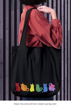 Cat lovers rainbow flag tote bag for shopping, books, school Cat Pride Flag, Items Aesthetic, Pride Flag Design, Books Tote Bag, Books School, Spring Handbags, Back To School Bags, Design Tote Bag, Book Tote Bag