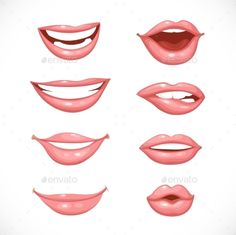 a set of nine different mouths with various expressions