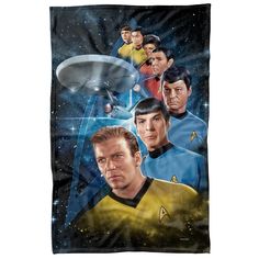 star trek fleece throw blanket featuring the crew and captain kirken krenger