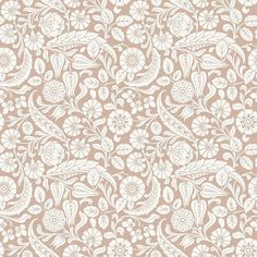 a beige and white floral wallpaper pattern