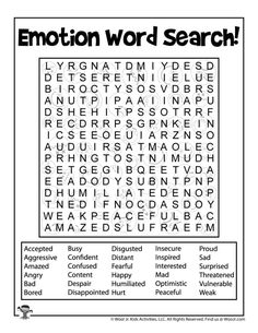 the word search for emotion word search