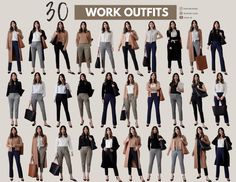 Business Casual Outfits For Women Capsule Wardrobe, 30 Work Outfits, Office Staples Work Outfits, Staple Wardrobe Pieces Business Casual, Work Outfits Women Office Capsule, Business Attire Capsule Wardrobe, Casual Work Outfits Capsule, Styling Staple Pieces, Formal Capsule Wardrobe Work Outfits